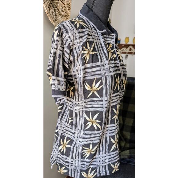 Women's Banana Bay Fine Resortwear Size Medium Hawaiian SS Polo Shirt Floral - Picture 2 of 6